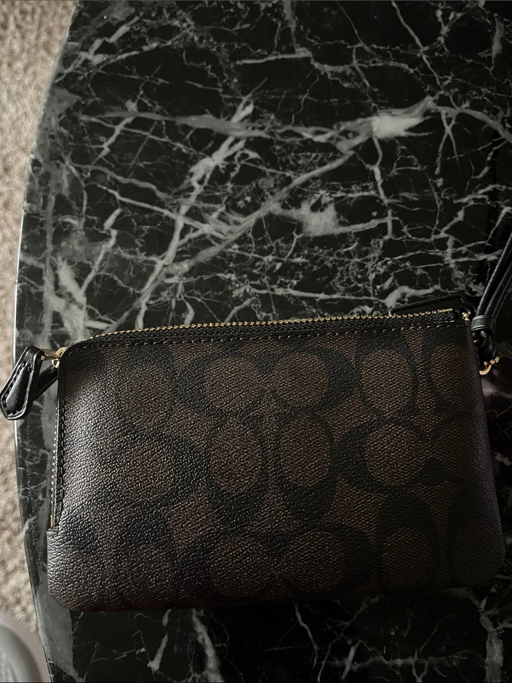 Coach Brown Logo Wristlet with Gold Hardware - Picture 3 of 7